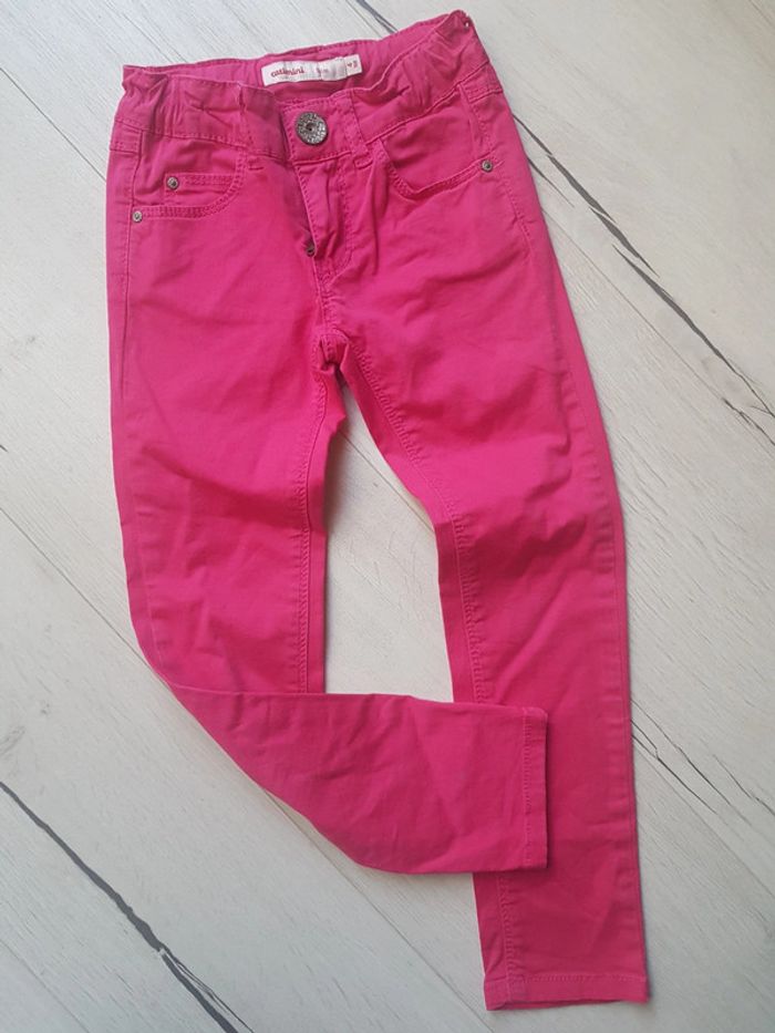 Pantalon fushia catimini à broderies fille 4ans - photo numéro 2
