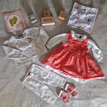 Ensemble robe + gilet + t-shirt + legging + chaussettes blanc/corail Sergent Major 6M (BE)