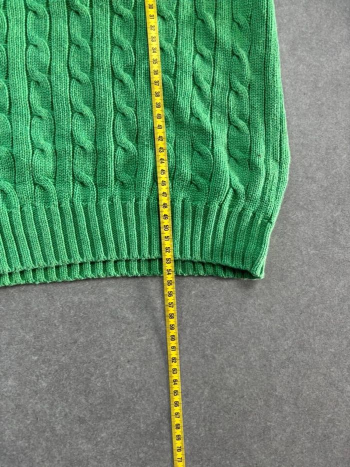 Pull d’hiver torsadé en maille Ralph Lauren col V vert taille L femme - photo numéro 9