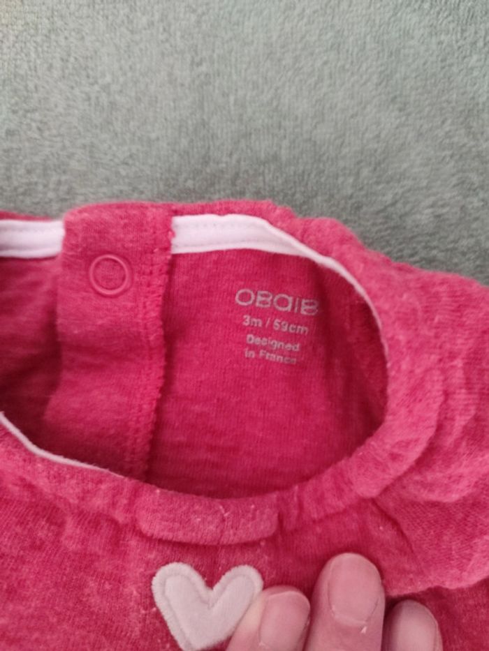 Robe framboise bébé fille 3 mois Obaïbi très bon état - photo numéro 3