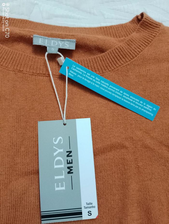 Eldys men pull coton cachemire taille S marron - photo numéro 2