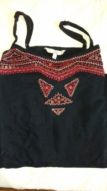 Débardeur à bretelles noir motifs bordeaux C&A taille 46