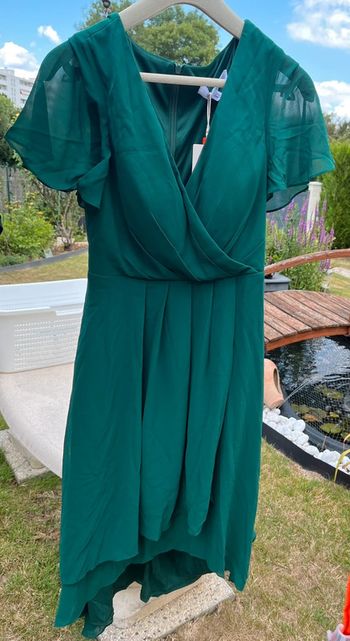 Robe pour fête et cocktail vert bouteille fluide taille L