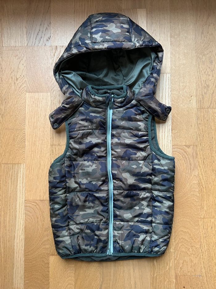 Doudoune sans manches à capuche doublée polaire militaire garçon Orchestra