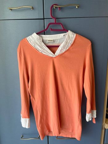 Tunique Damart /42 / Saumon et blanc / Excellent état