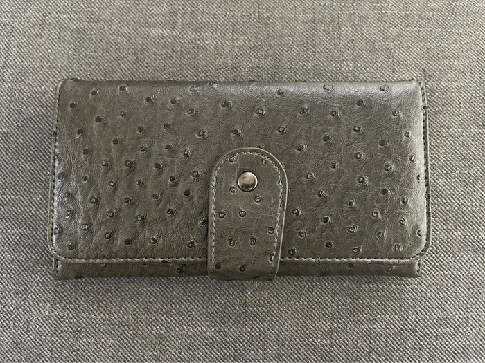 Portefeuille gris - cuir d’autruche