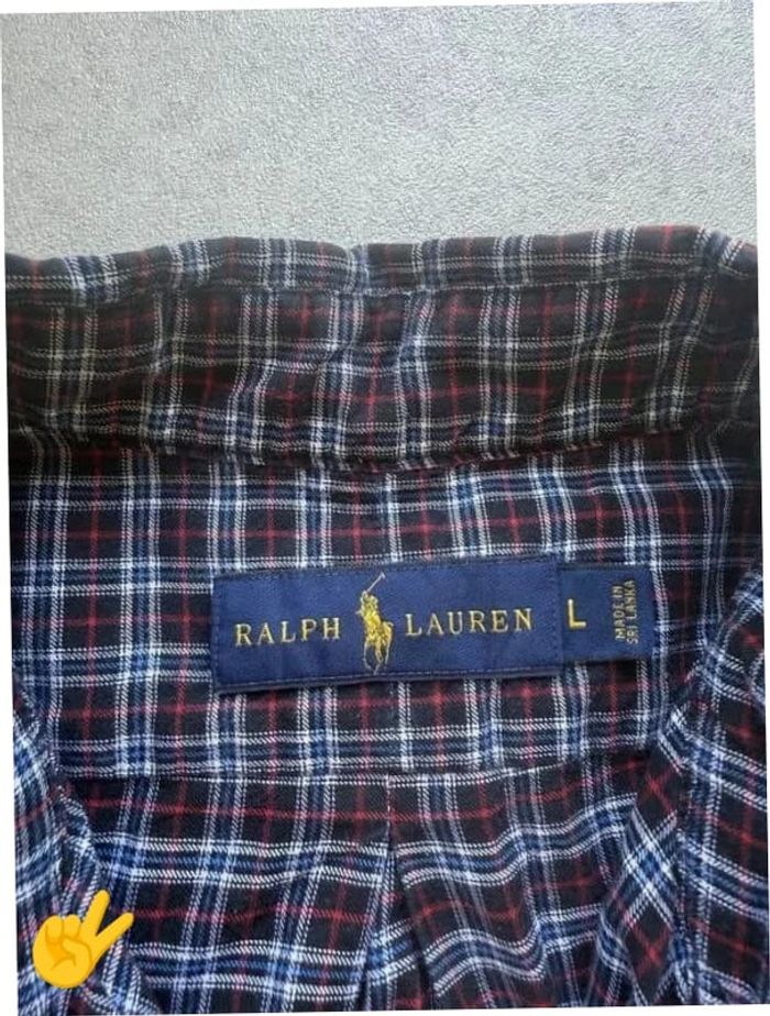 Chemise Ralph Lauren manche longue Taille L bleu noir Homme Men CHE69 - photo numéro 3