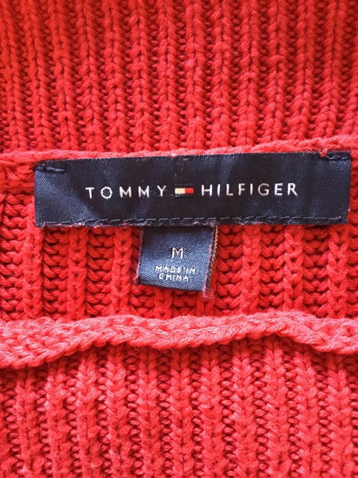 Pull col rond pour femme Tommy Hilfiger marine et rouge taille M 081 - photo numéro 8