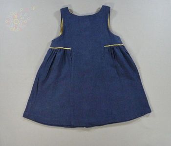 Robe chasuble twill bleu marine jaune Bout'Chou 12 mois 74 cm fille