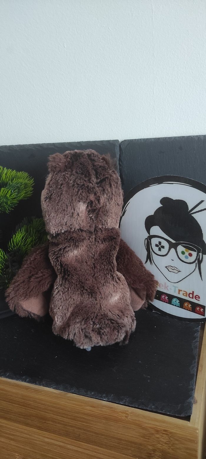 doudou marionnette hibou ikea marron beige gris chouette Jaune Orange Oiseau - photo numéro 2