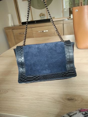 Sac à mains bi matiere cuir imprimé python