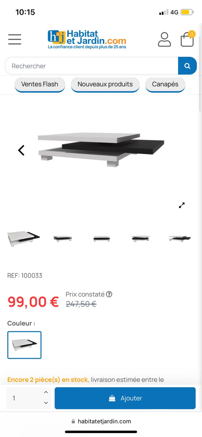 Table basse 3 étages pivotante
