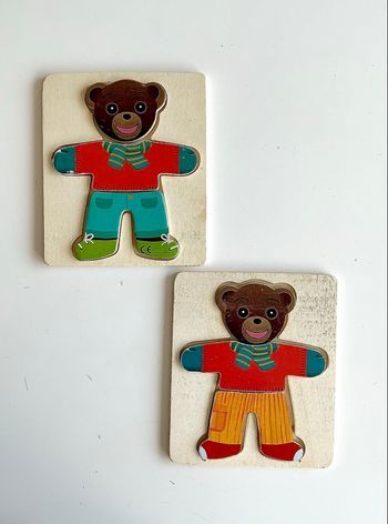 2 puzzles en bois petit ours brun