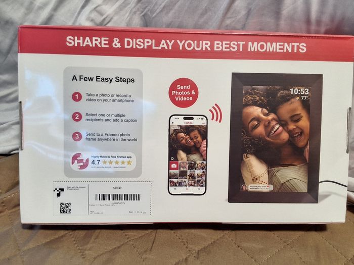 Frameo Cadre photo numérique WiFi 10,1 pouces  tactile HD IPS 32 Go de stockage, rotation automatique, cadres photo en ligne, diaporama, partagez des photos et des vidéos à distance - photo numéro 2