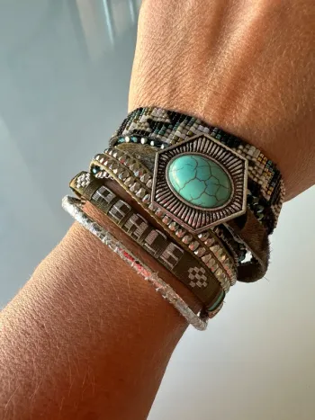 Bracelet hipanema turquoise kaki