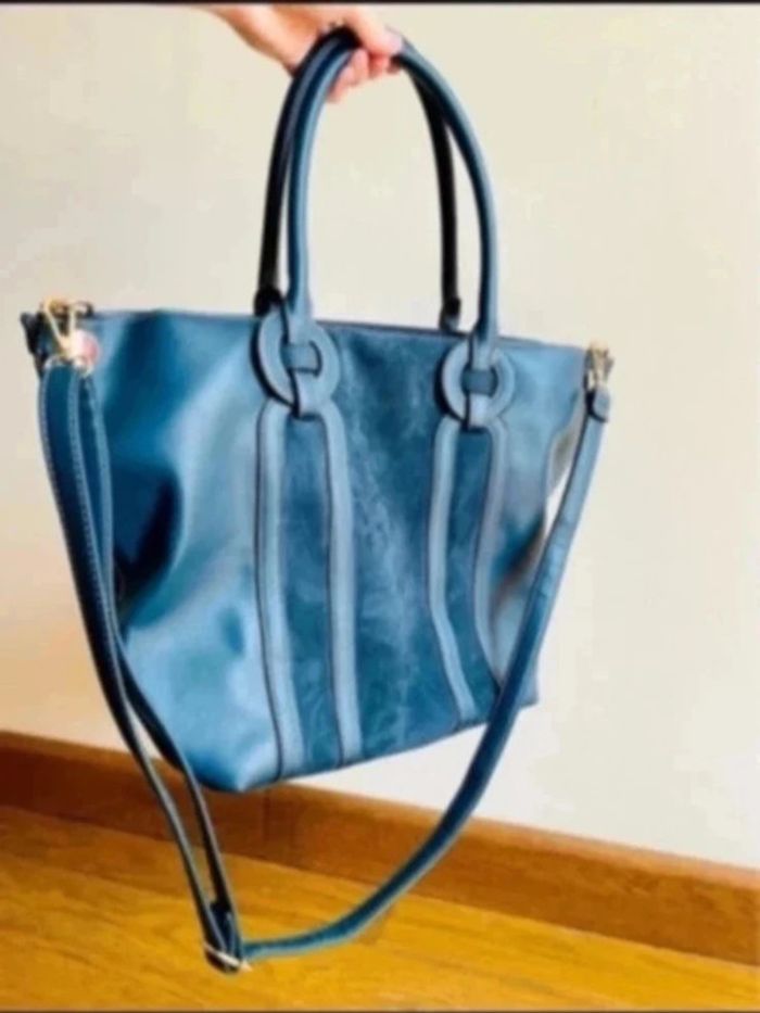 Sublime sac à main bleu turquoise canard avec poignée et bandoulière - photo numéro 2