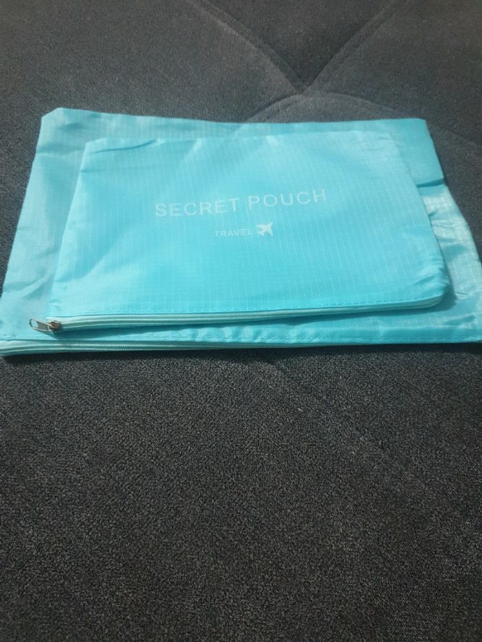 Neuf lot de 3 pochettes de voyage bleu - photo numéro 3