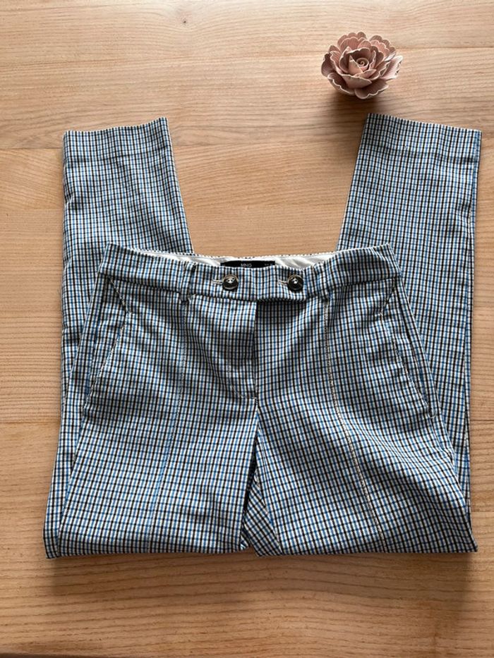 Pantalon à carreaux bleu Mango - photo numéro 3