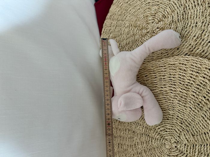 Doudou chien couché rose cocard blanc OBAIBI - photo numéro 4