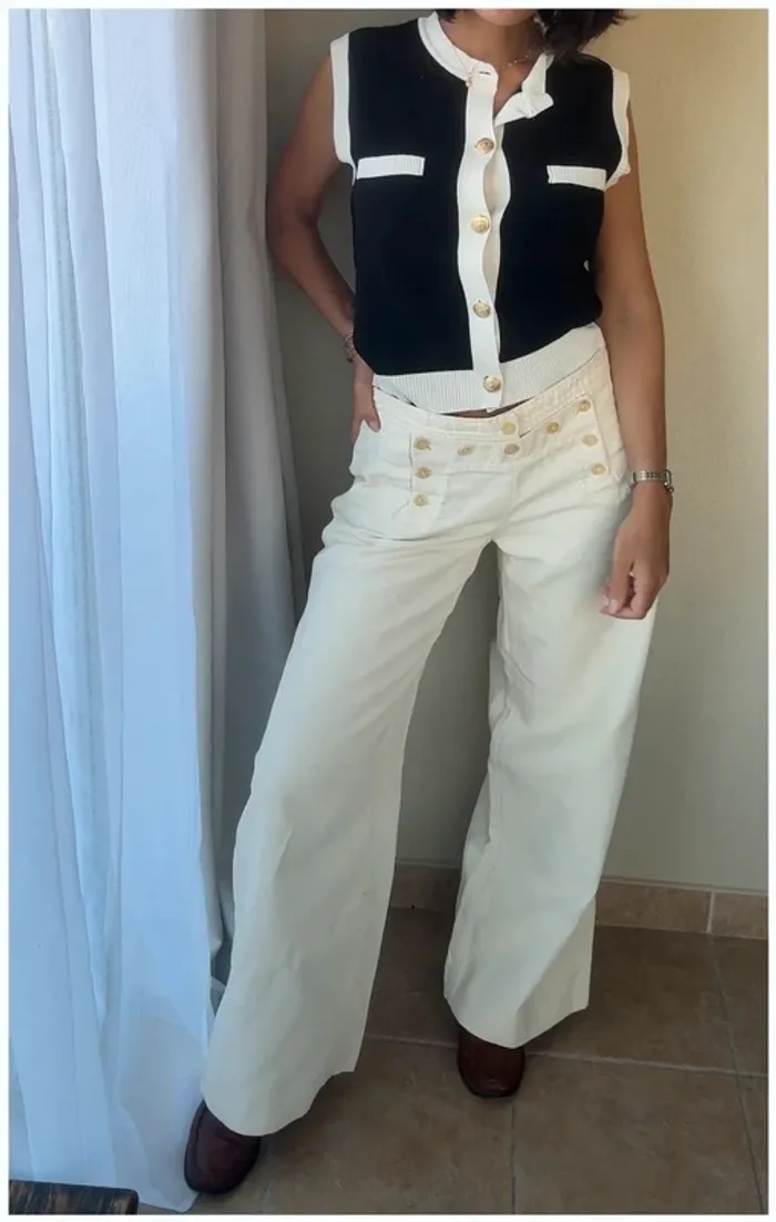 Pantalon Céline blanc crème 42 parfait état - photo numéro 4