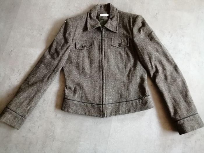 Blouson Taille 40 chiné marronkaki foncé Promod Neuf - photo numéro 2