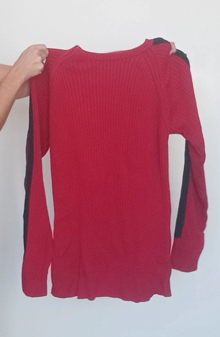 Gros pull côtelé rouge homme taille L - photo numéro 2