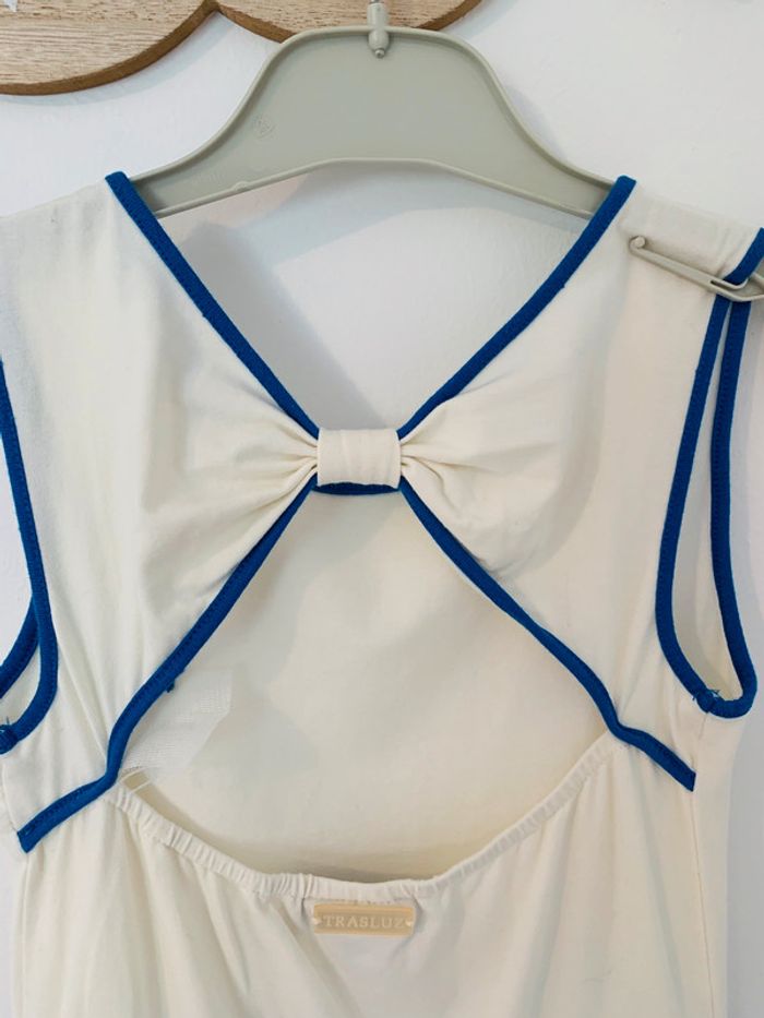Magnifique robe avec dos nu ivoire et bleue - photo numéro 2