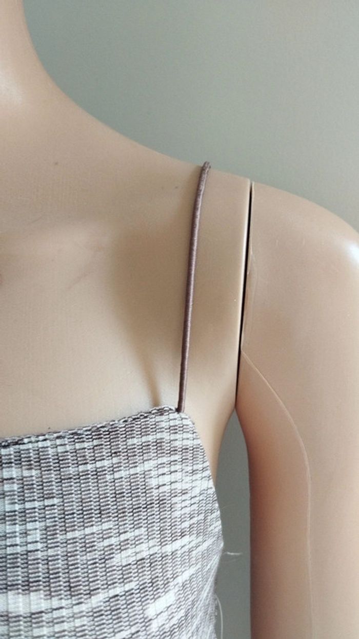 Top haut court debardeur marron beige femme taille xs - photo numéro 4