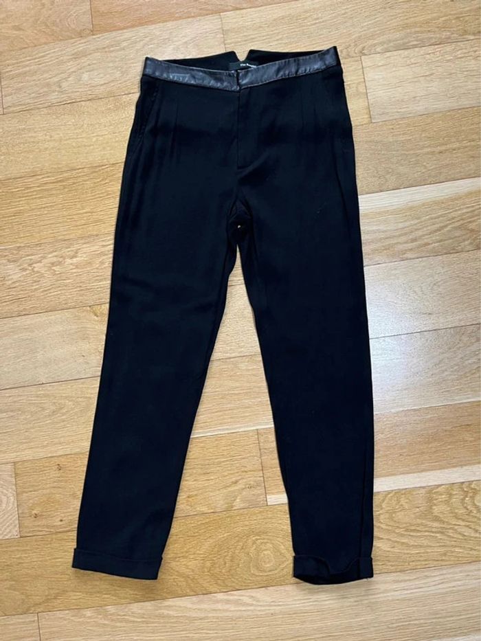 Pantalon fluide The Kooples – Taille 36 – Détails cuir – Chic et confortable 🖤