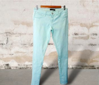 Pantalon slim vert pastel élastique taille 42