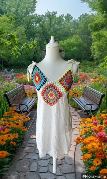 Robe avec broderie crochetee, Ovs, taille S/M