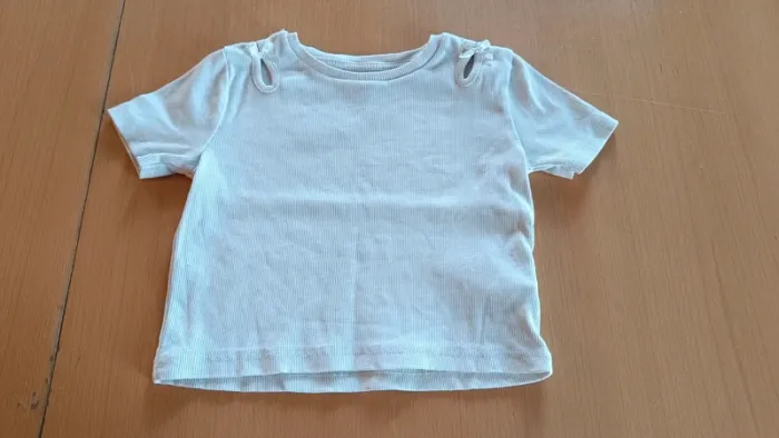 Tee shirt effet côtelé blanc