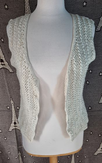 Cardigan crème à reflet pailleté argenté taille M