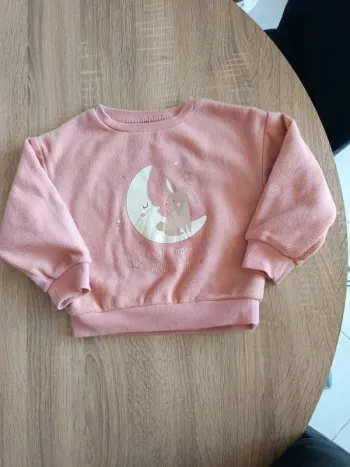 Haut de pyjama chaud rose lapin lune étoiles fille 3 ans Kiabi
