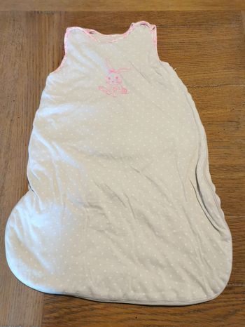 Doudounette gigoteuse turbulette grise rose lapin à pois 0/6 mois