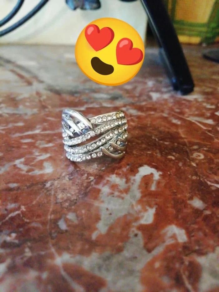 Bague à diamants couleur argent 16,9 mm - photo numéro 2