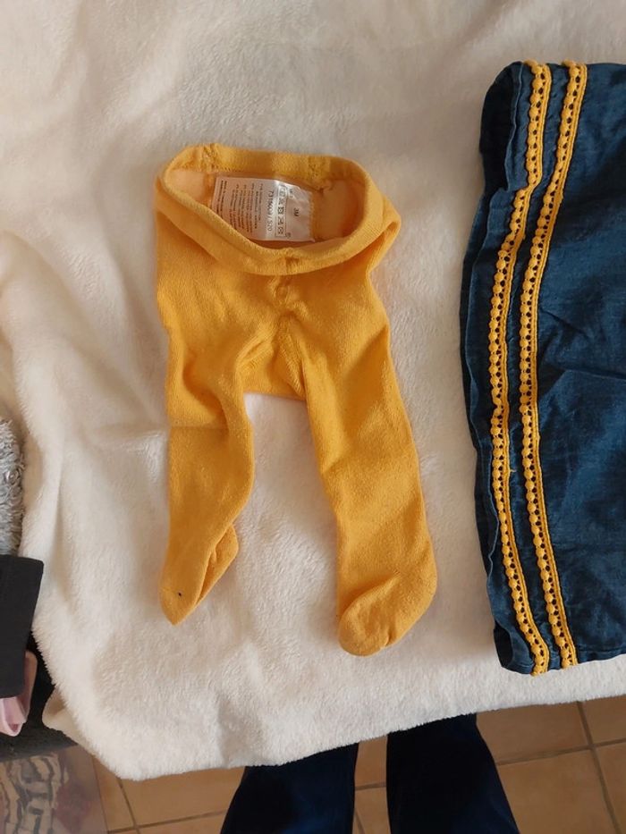 Robe jeans avec t shirt manche longue et collant 3 mois - photo numéro 4