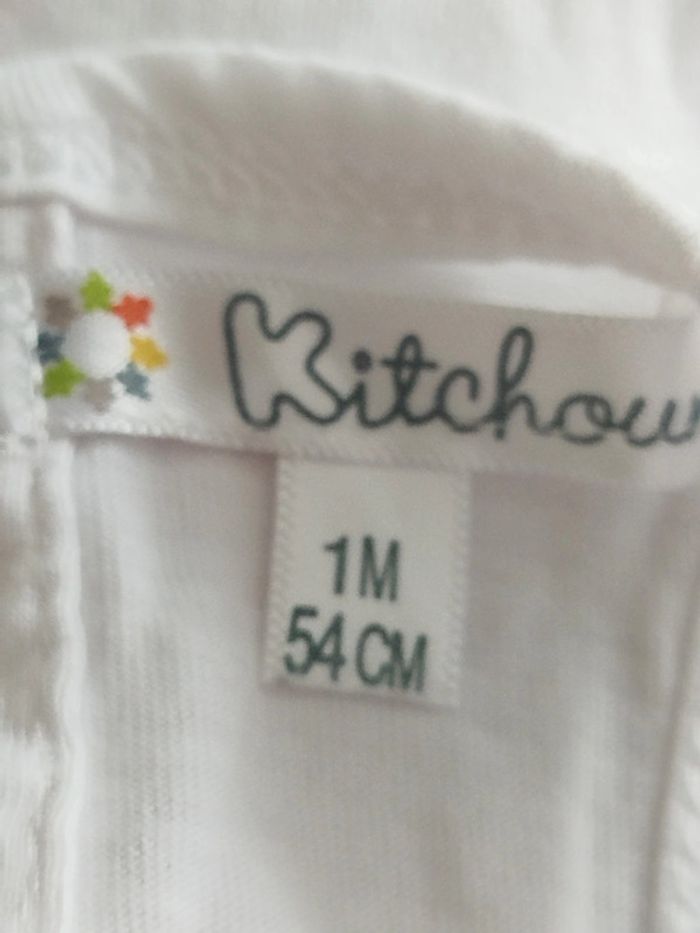 Débardeur blanc imprimé coeurs fuschia Kitchoun taille 1 mois - photo numéro 3