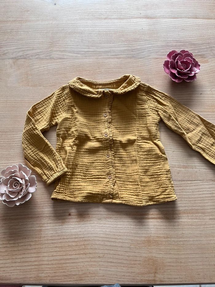 Blouse moutarde gaze de coton 4 ans