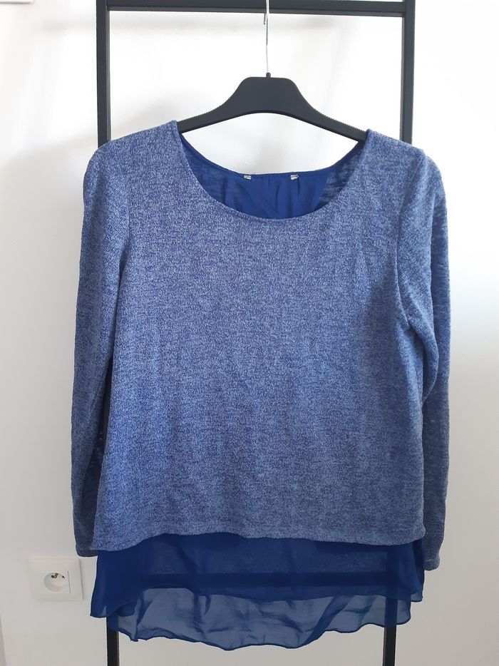 Pull fin bleu