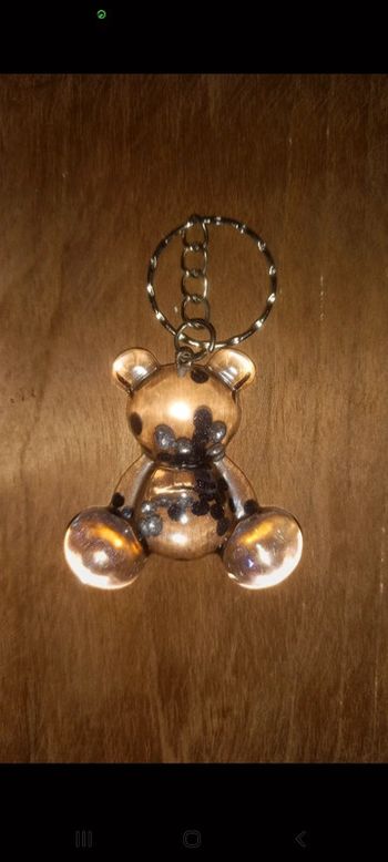 Porte clé ours diamant noir argent epoxy