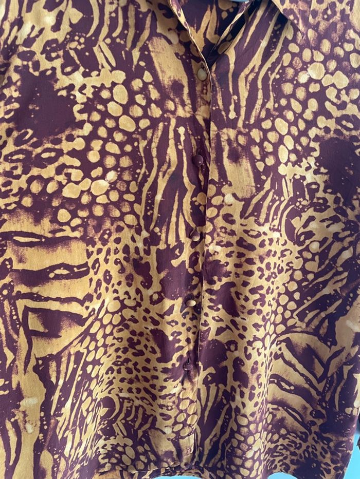 Chemise en soie bordeaux et orange Prunelle - photo numéro 2