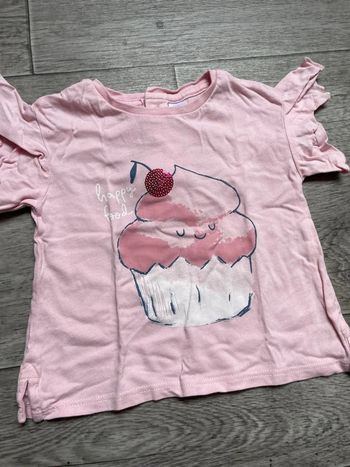 Tshirt rose volants manches courtes Cupcake Tex 9 mois