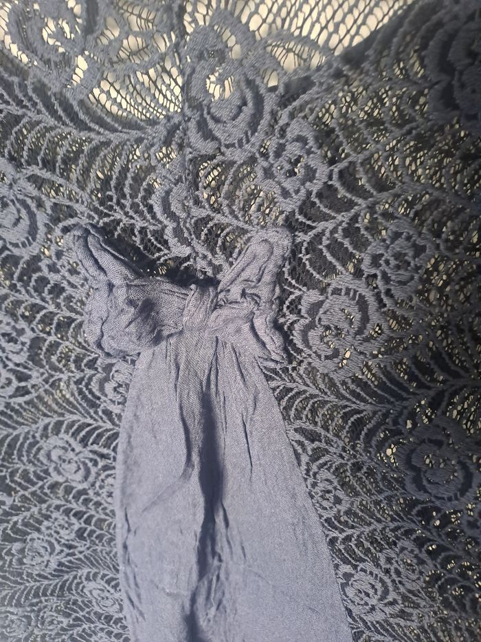 Blouse Transparente broderie dentelle bleu - photo numéro 9