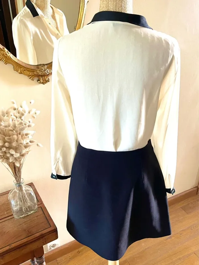 Sublime chemise blouse chic neuve Zara blanc écru et passementerie bordure  noir - photo numéro 16