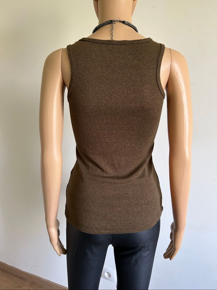 Débardeur marron pailleté sans manches Morgan taille XS TBE - photo numéro 5