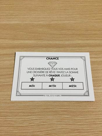 Carte chance une croisière de rêve pièce détachée jeu de société Monopoly Millionnaire #A45