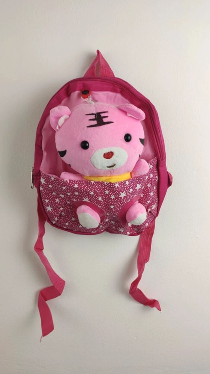 Sac maternelle doudou tigre rose