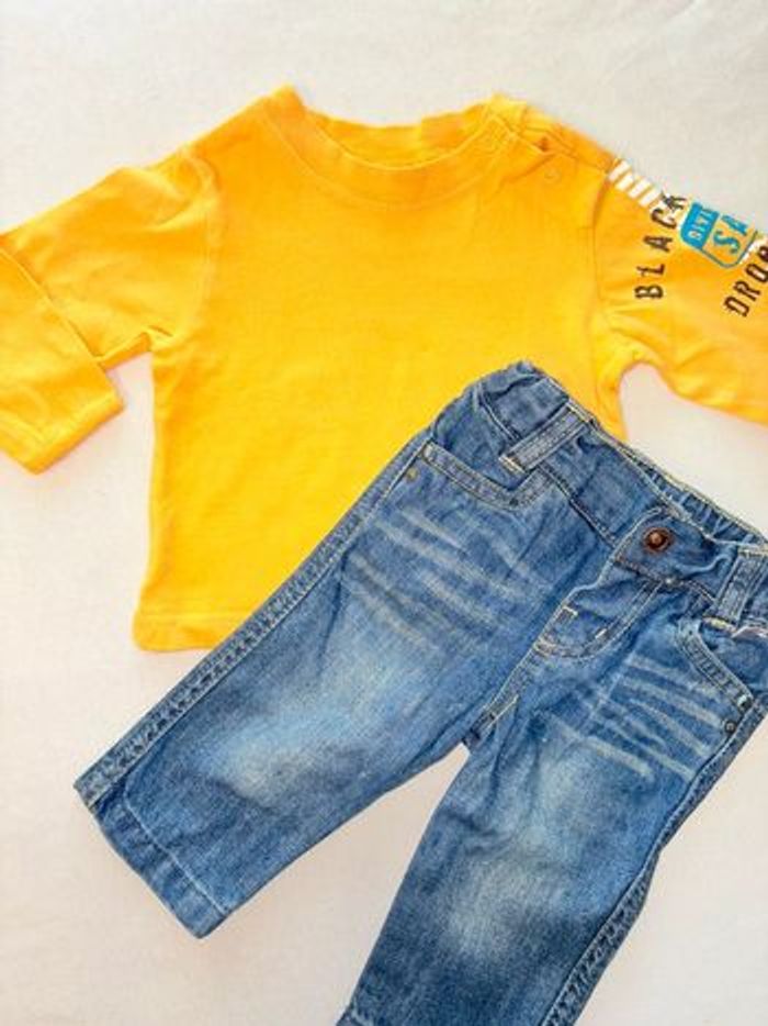 Ensemble t-shirt manche longue et pantalon 6 mois - photo numéro 2