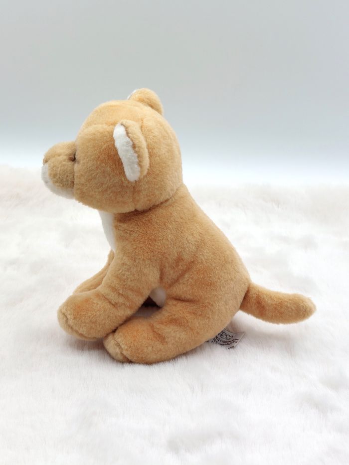 Petite peluche doudou lionceau lion beige blanc GIPSY 17 cm nez rose - photo numéro 2